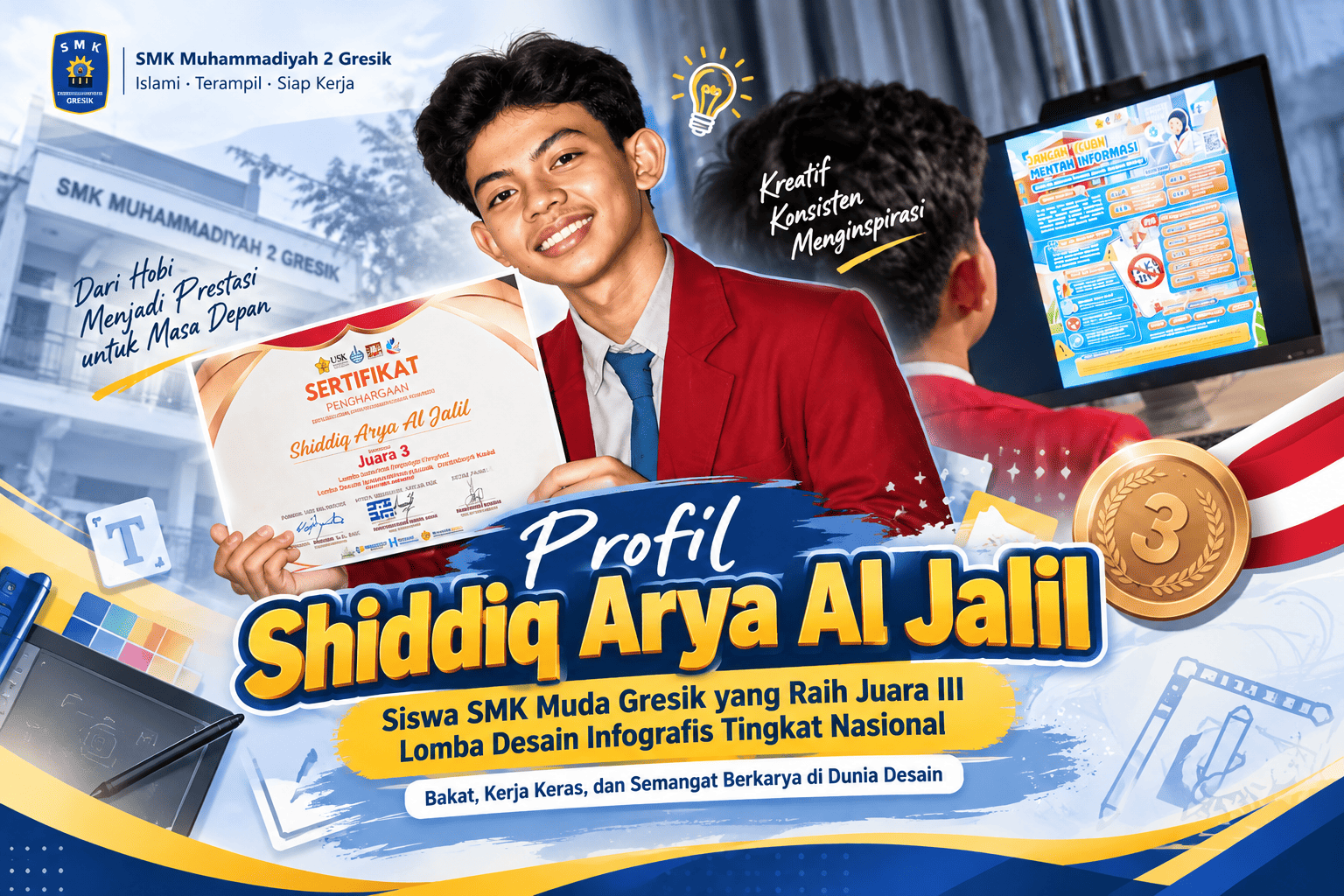 Profil Shiddiq Arya Jalil, Siswa DKV yang inspiratif